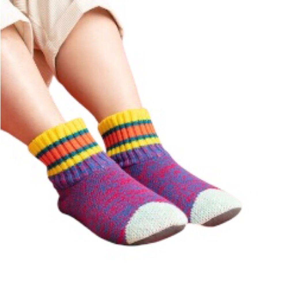 Verloop Striped Fleece Lined Non Slip Varsity Sock‎ Slippers Unisex W8.5-11 M7-9